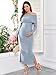 CYCLAMEN Off-Shoulder Maternity Sweater Dress Rib Knit Long Sleeve Dresses with Side Slit Pregnancy Clothes Baby Shower, Light Blue, M