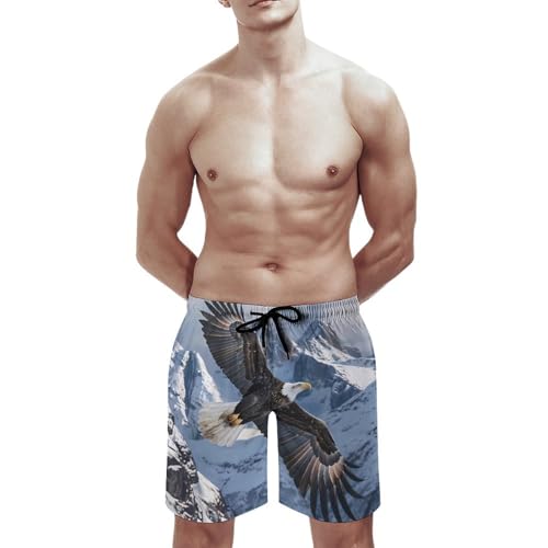 Flying Bald Eagle Men's Swim Trunks Quick Dry Beach Shorts Board Shorts Bathing Suits with Pockets2