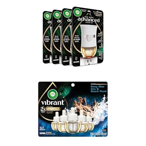 Air Wick Advanced Plug-In Scented Oil Warmer and Refills in packaging