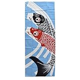 日本手ぬぐい 日本製 [なごみや] 四季彩布 日本手拭い 季節 額縁 タペストリー 切りっぱなし ユニセックス 069411鯉のぼり_青