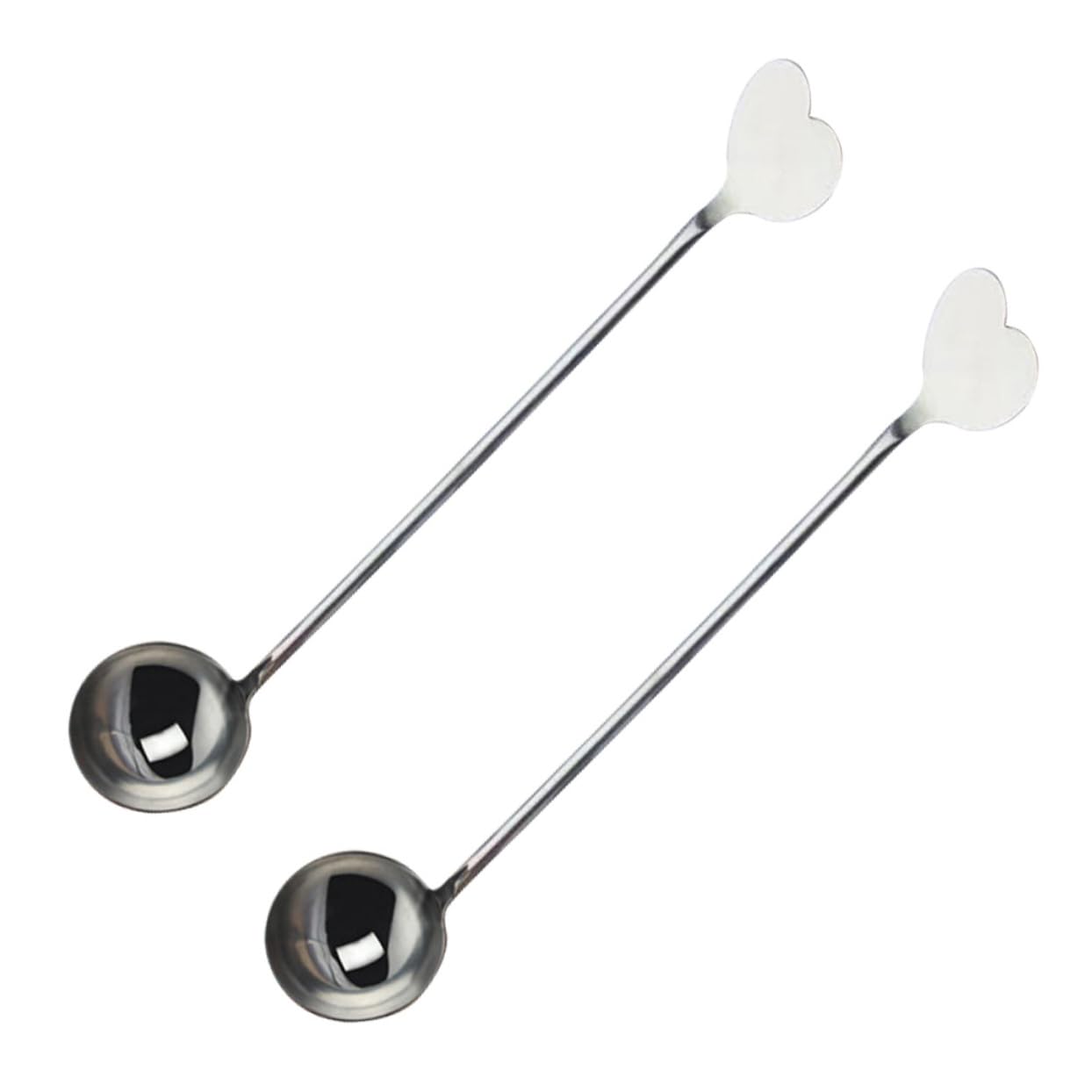 Healifty 2pcs Stainless Steel Honey Dipper with Long Handle and Round Head for Stirring Cocktails and Honey for Home and Bar Use