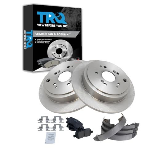 Image of TRQ Rear Brake Pad and Rotor Set Ceramic Compatible with 2003-2008 Honda Pilot