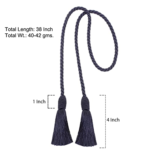 Image of 4 Pack Curtain Tiebacks Handmade Decorative Curtain Holdbacks Rope with Tassel - Blue