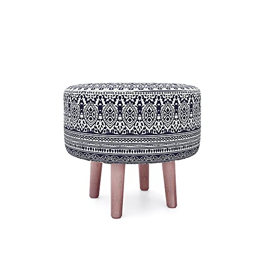 Image of Wakefit Neem Wood Tulum Printed Ottoman (Eva Blue)