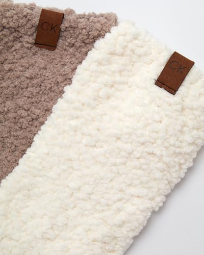Image of Calvin Klein Womens 2 Pack Fuzzy Crew Socks