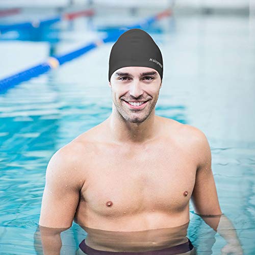 Msicyness Swim Caps for Men Women Silicone Stretchy Swimming Pool Water Hats Unisex Adult Youth Size - Thumbnail 6