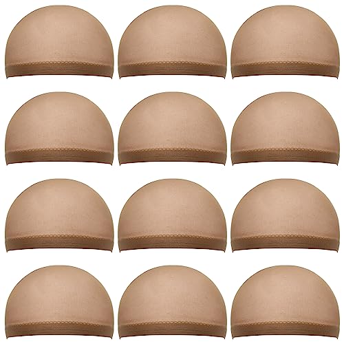 XCZYN 12 Pieces Stocking Wig Caps Stretchy Nylon Wig Caps Nude Wig Cap for Women Lace Front Wig (Dark Brown) - Image 3