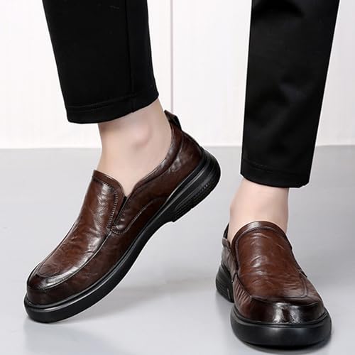 Men's Leather Round Toe Slip-On Loafers Comfort Breathable Oxford Shoes Casual Business Formal Shoes2