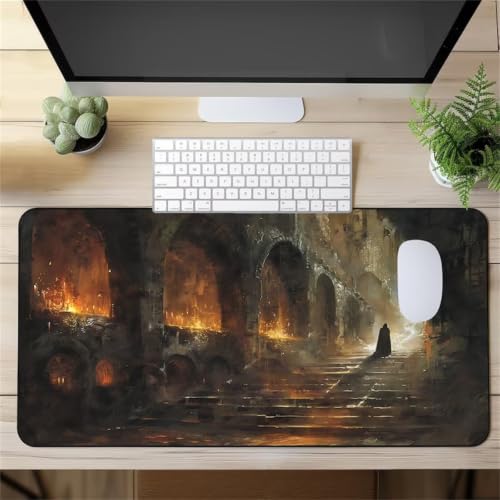 Alfombrilla de ratón gaming XL con diseño arquitectónico tradicional y superficie de alta velocidad