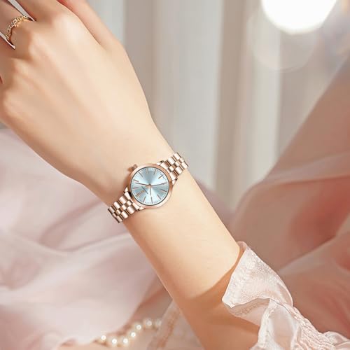 Image of Sapphero Ladies Watch Easy to Read Wristwatch, Women's Quartz Watch with Stainless Steel Strap, 5 ATM Waterproof, Classic Elegance Women Business Waterproof Watch