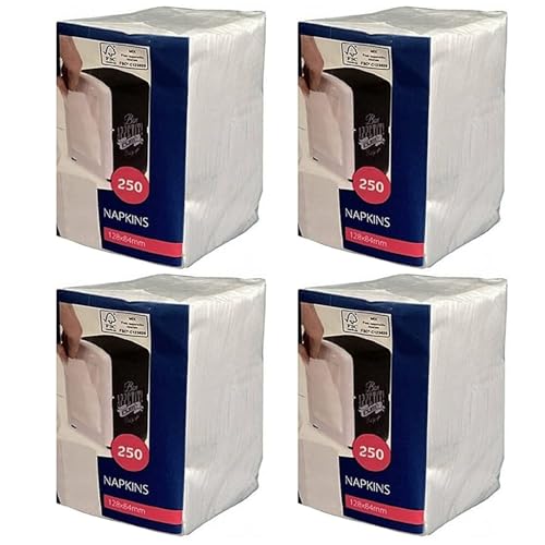 Lot de 4 x 150 serviettes de table en papier pour distributeur de serviettes Cabanaz - Blanc - 8,5 x 12,5 cm (pliées)