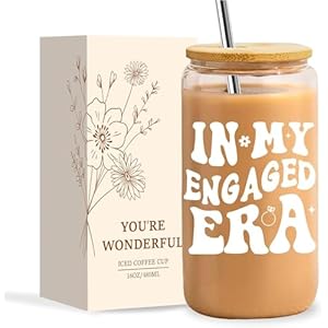 NOOMII Engagement Gifts – Engage Gift for Couples, Engagement Presents, Wedding Gifts for Couple,in My Engaged Era Coffee Glass,Bride to be Cup,Bachelorette Presents for Bride