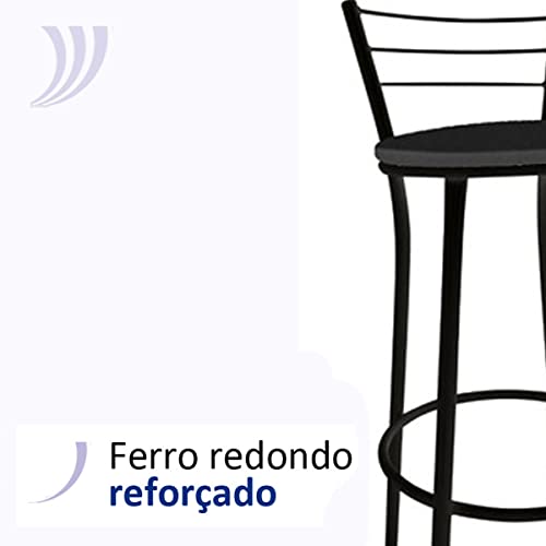 KIT Jogo 2 Banqueta Alta Preta Balcão Cozinha Sala Jardim