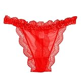 bgyujn Culotte sexy en dentelle florale pour femme   Sous vêtements petits sous vêtements pour femmes   Rouge   Élégant   Vintage   Sous vêtements sexy pour femme, rouge, taille unique