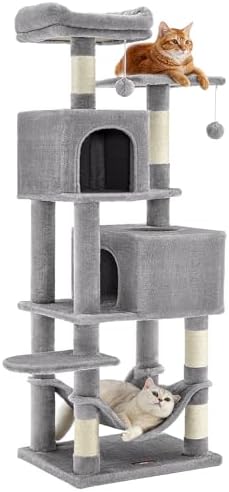 Feandrea Árvore para Gatos, 155 cm, Arranhador de Pelúcia com Vár...