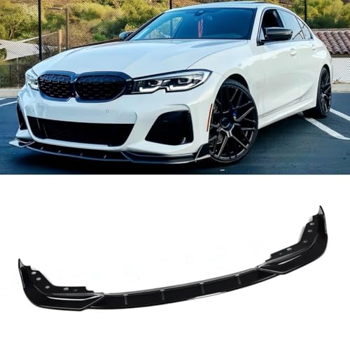 Oasiland Front Lip Compatible with BMW G20 G28 3 Series M Sport 2019–2022, Front Bumper Chin Splitter Spoiler for 330i 330e M340i (Glossy Black)