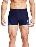 baleaf Men's Swim Briefs Square Leg Quick Dry Athletic Training Swim Jammers Navy Blue/White L