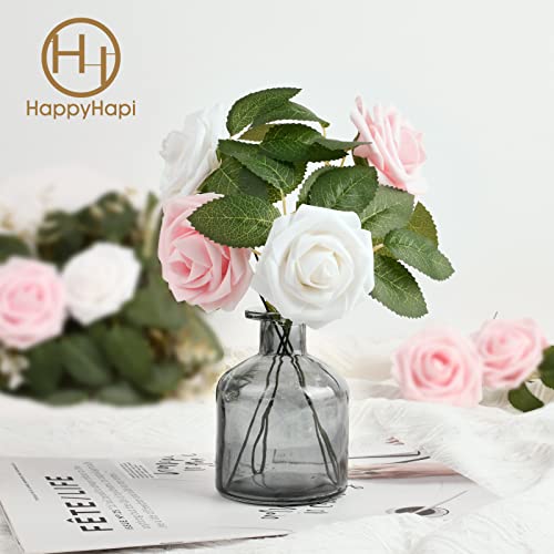 Happyhapi 50Pcs Artificial Flowers Roses Bulk Light Pink Foam Fake Roses With Stems For Wedding, Bridal Shower Decorations Fake Flowers Centerpieces Tables Decorations #TOP2