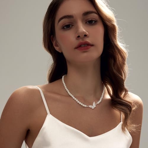 Image of Zeffy Pearl Necklace 4MM /6MM /8MM Dainty Round Imitation Pearl Choker Necklace Wedding Pearl Necklace Delicate Jewelry for Women Simple Bridesmaid Jewelry Gifts