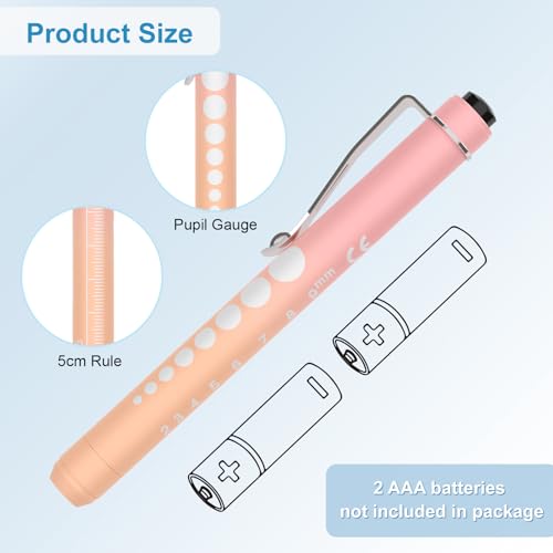 Diagnostikleuchte Pupillenleuchte, RISEMART 2 Stück Wiederverwendbare LED Stiftlampe mit Taschenclip alsr Krankenschwestern Ärzte Schüler Stiftlicht, Penlight (Farbverlauf blau-grün + rosa-orange)