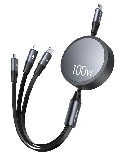 USB C 3 in 1 Einziehbares Ladekabel[100W/1,1M],CAFELE PD Schnelllade&Daten(Typ C) USB-C Multi Ladekabel,Typ C/Phone/Micro Multi Kabel für ChroBook,Galaxy S23 S22,Huawel,Pd Air,Phone 17 16 15 14