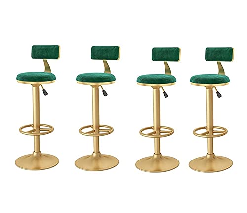 Zdxy Bar Stools Set Of 4 Counter Stool Bar Chair Breakfast Restaurant Stool Rotating Golden Wrought Iron Velvet Cloth 24-32 Inch Adjustable With Backrest (Color : Green) #TOP2