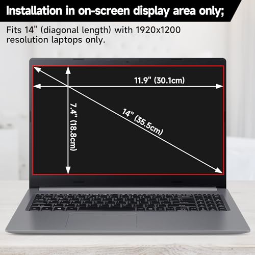 14 Inch 16:10 Laptop Privacy Screen Filter, Anti Blue Light Glare & Anti Scratch Computer Privacy Shield for 14\" with 1920x1200 Aspect Ratio Laptop - Thumbnail 6