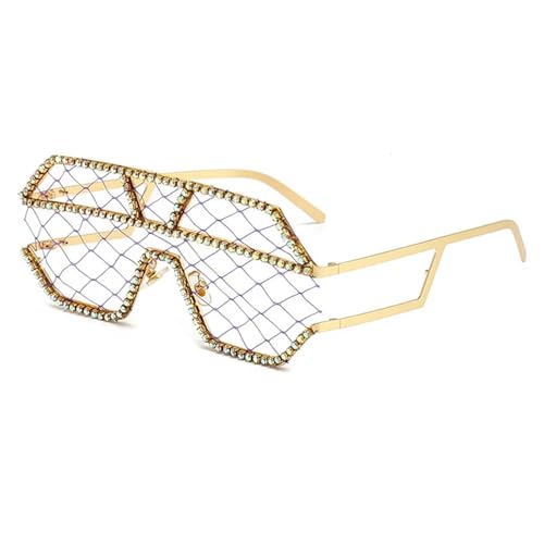 Lunettes punk femme mode lunettes de soleil surdimensionnées à strass