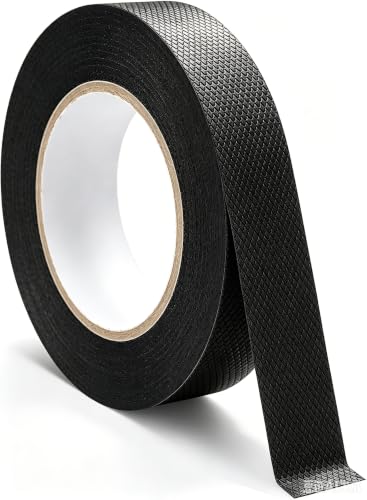 Bahenci Black Rubber Grip Tape 1 Inch 16.5Ft Non-Abrasive Waterproof Anti Slip Tape Strong Adhesive Non Slip Tape for Handles Cushion Pad for Indoor & Outdoor Making Surfaces Safer