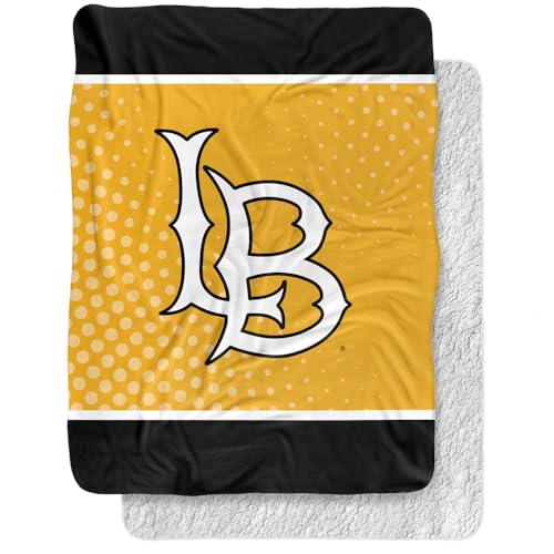 LOGOVISION California State University Long Beach Logo Dots Silky Touch Sherpa Back Super Soft Throw Blanket 60"x80"