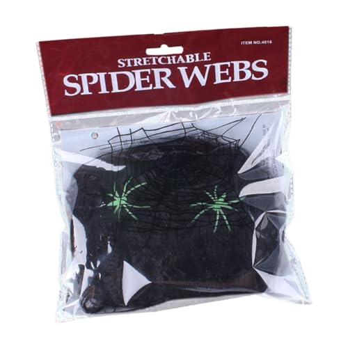 perfk Telaraña súper práctica, telarañas súper elásticas, Decoraciones de telarañas de Halloween, telaraña elástica para decoración al Aire Libre, Negro