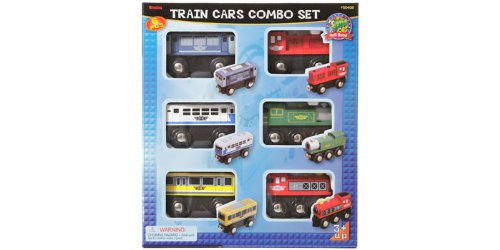 Maxim Enterprise Wooden Train Cars (6-Pc. Set) Rolling Locomotive Engines with Magnetic Links for Pulling Cars and Cabooses | Bridge and Track Use | Compatible with Thomas, BRIO, Melissa and Doug - Thumbnail 2