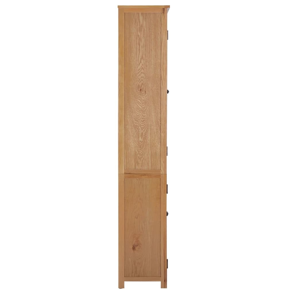 vidaXL Libreria con 4 Ante Armadio con Ripiani Armadio per Libri Armadietto Mobile con Scaffali 90x35x200 cm in Legno Massello di Rovere e Vetro