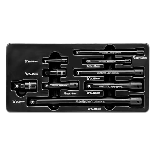 WinHolder 9pcs Mixed Drive Impact Wrench Impact Socket Extension Bar Set Power Nut 1/4" 3/8” 1/2" Drive