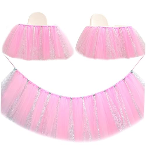 RORPOIR Tulle Tutu Skirt for Chair Baby Round Table Skirt Silver Birthday Chair Cover for Boys and Girls Baby Shower Decor