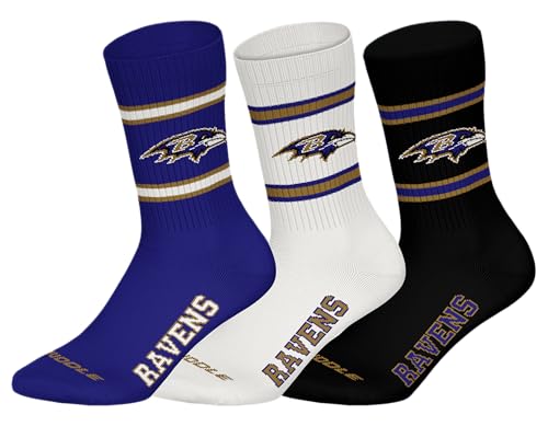 NFL BALTIMORE RAVENS 3-teilige Rundhalssocken - PUR/WHT/BLK - 43/46