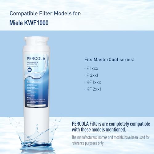 Image of KWF1000 Water Filter, NSF 42 & 372 Certified, Replacement for Miele 11513640 KWF1000 Intensive Clear Water Filter for Master Cool Appliances with Ice Maker (3 Pack)