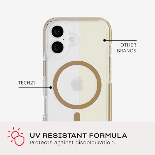 Coque iPhone 16 antichoc premium tech21 EvoCrystal MagSafe or