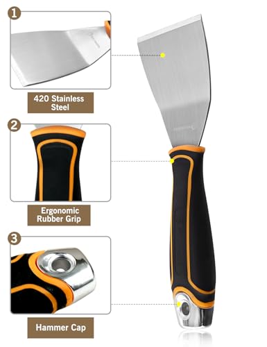 ROLLINGDOG 76 mm Spachtel Spachtelmesser Spatula Spachtel mit abgeschrägter Kante für Trockenbau,Farbentfernung