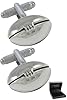 COLLAR AND CUFFS LONDON Cufflinks for Men Rugby Silver Colour - with Box - Rugby Ball - Solid Brass Metal - Sports Fans League Union Pitch Score Try - Silver & Black Colours - One Pair #2