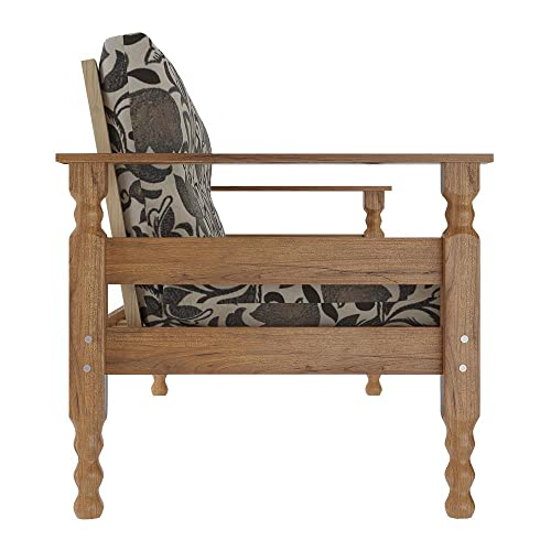 Sofá 3 Lugares Madeira Maciça Liz Multimóveis CR7000.T64 Imbuia/Floral