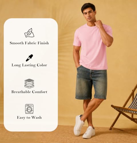 Image of Sleepynuts Men's Everyday Wear Crew Neck Regular Fit T-Shirt | Half Sleeve Solid Plain Casual T-Shirt for Men | Soft Breathable Fabric |
