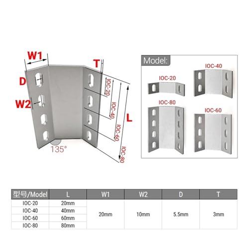 Connecteur de support d'angle externe interne 20mm Silver pour profilé V