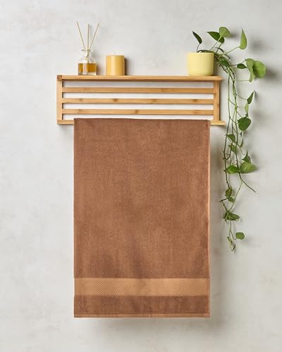 Image of Himeya Towels for Bath Large Size | Bamboo Cotton Towels for Bath | Towel 1Pcs | 400 GSM | 70 x 140 cm | Leather Brown | Bath Towels for Men, Women & Kids | Gym Towel | Perfect for Everyday Use