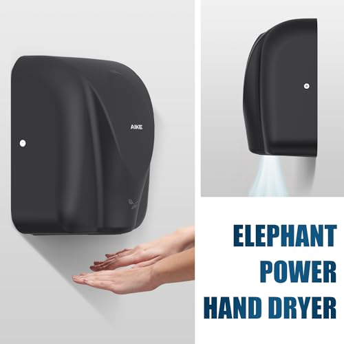 AIKE Elephant Power Commercial Hand Dryer High Speed Auto Warm Wind, Matte Black Thermoset Cover AC110V-130V Model AK2812 by AIKE - Image 4