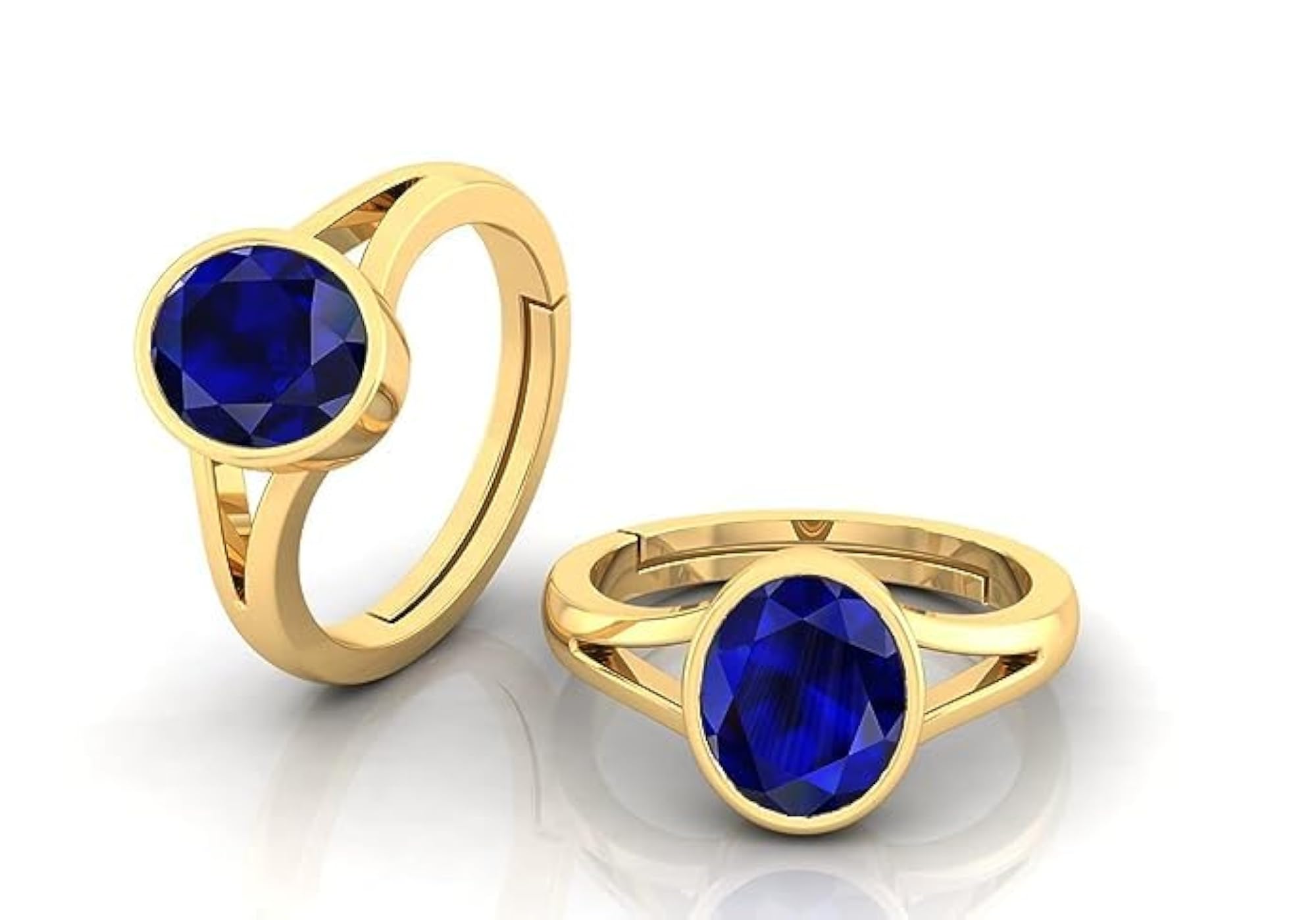 Natural Blue Sapphire Gold Plated Ring for Men and Women