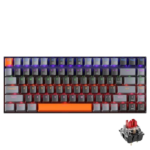 75% TKL ���J�j�J���L�[�{�[�h �z�b�g�X���b�v�\�P�b�g�t�� �L���Q�[�~���O�L�[�{�[�h 6 �F�o�b�N���C�g 84 �L�[���C�A�E�g PC ����у��b�v�g�b�v�ƌ݊���(Red Switch Dark Gray)