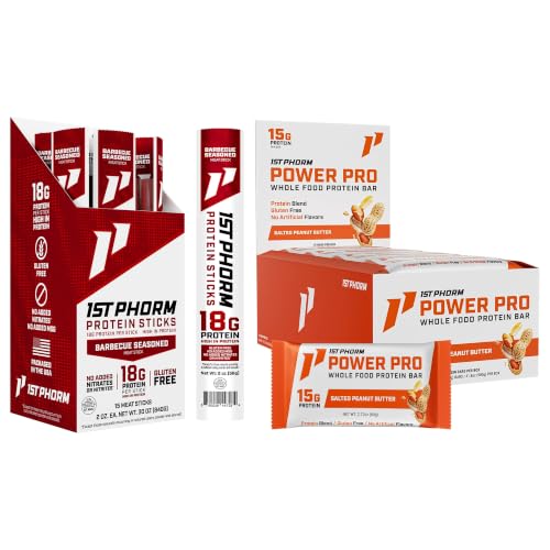 1st Phorm Meat Sticks, Seasoned BBQ, 18G Protein per Serving, No MSG or Nitrates (15 Count) + 1st Phorm Protein Bar, Salted Peanut Butter, 15G Whole Food Protein, Gluten Free (15 Count) image 3