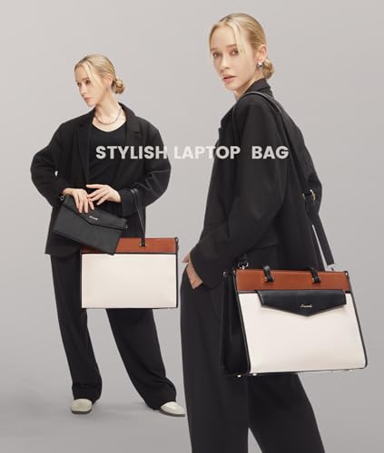 Lovevook Laptop Bag For Women, 15.6 Inch Laptop Tote Bag 2-In-1 Professional Work Bag Business Briefcase With Clutch Purse, Waterproof Leather Computer Handbag Shoulder Bag For Teacher Office Travel thumb #2