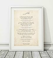 In the style of a classic note pad lyric sheet Produced using high quality satin finish giclee paper 280gsm Ideal for mounting and framing The print will have a thin white border PLEASE NOTE: All prints are sold UNFRAMED
